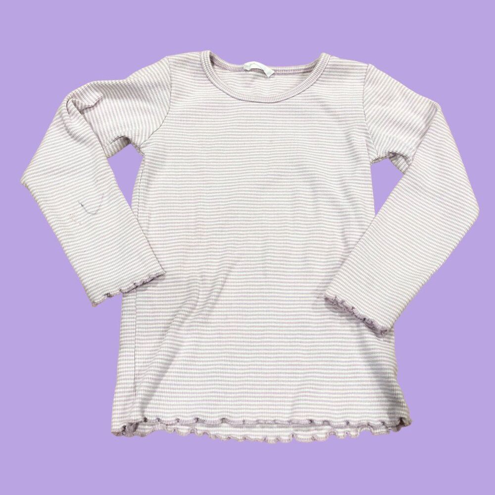 Jamie Kay 5 Purple Ribbed Long Sleeve Lettuce Hem Top